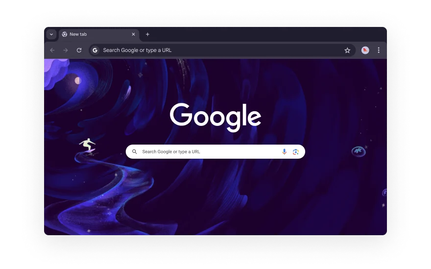 An abstract Chrome UI is surrounded by icons that represent categories for browser extensions. The icons represent Shopping, Entertainment, Tools, Art & Design and Accessibility.